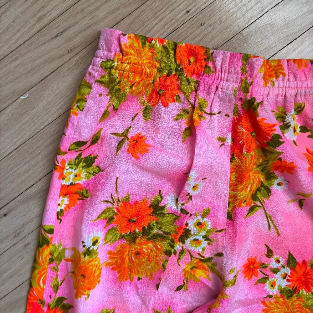 60s/60s Floral Flare Hand Sewn Vintage Trousers - Picture 5 of 11